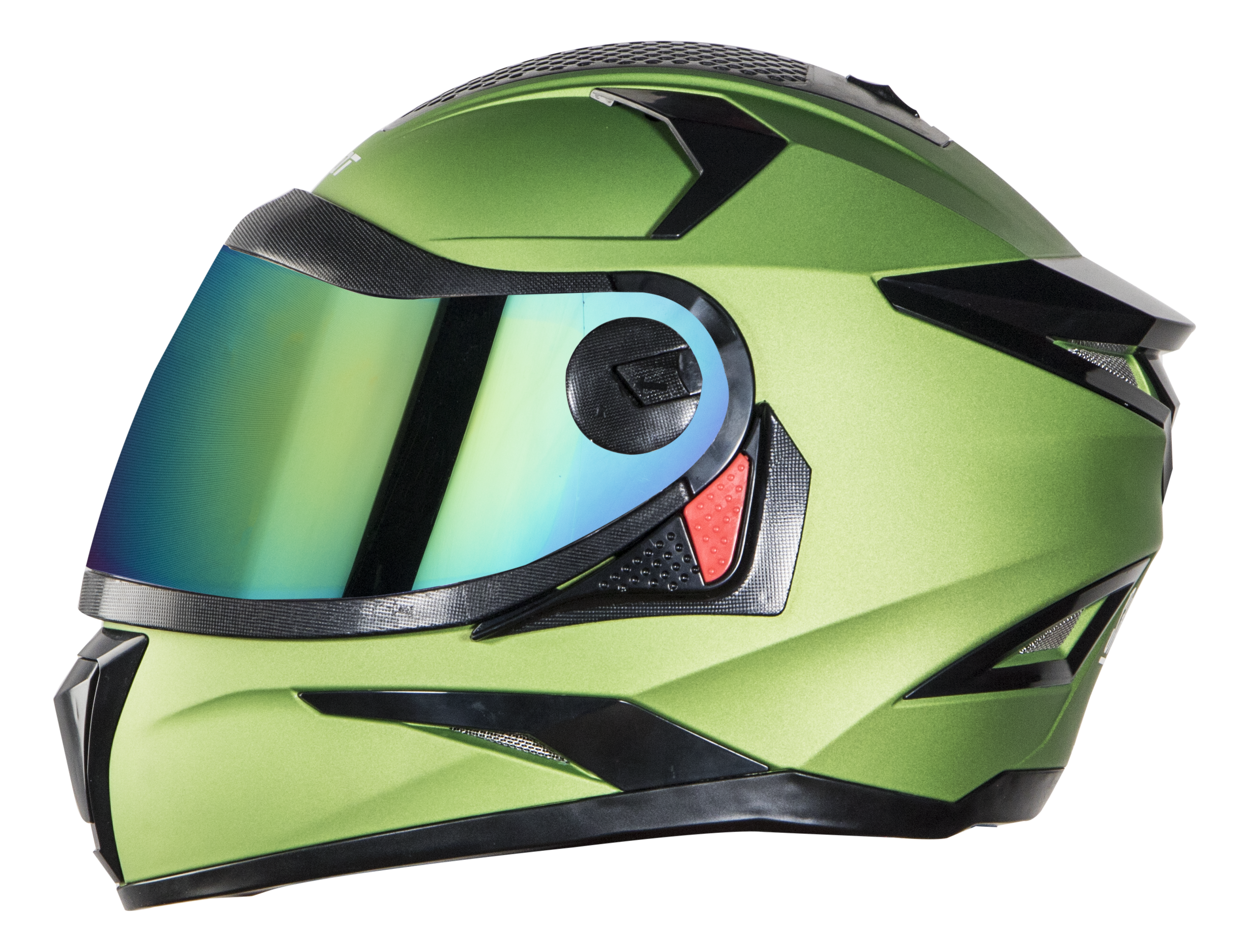 SBH-17 OPT MAT Y.GREEN WITH CHROME RAINBOW VISOR (WITH EXTRA FREE CABLE LOCK AND CLEAR VISOR)